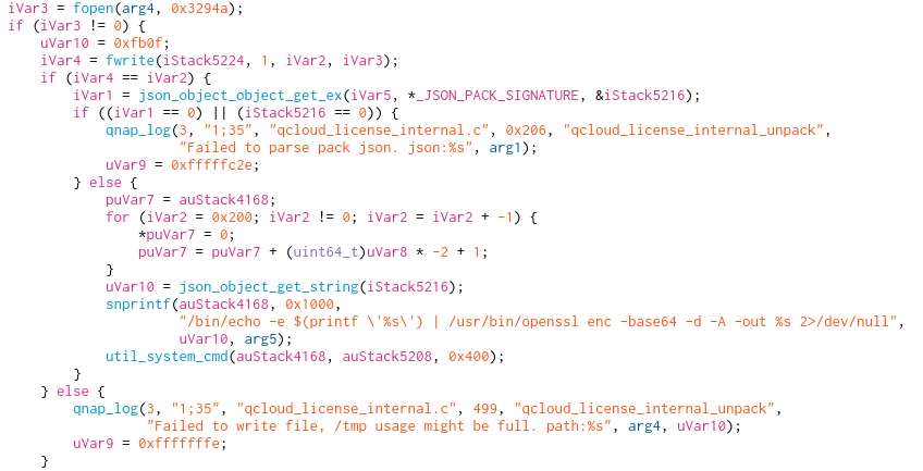 Decompiled code of libqlicense